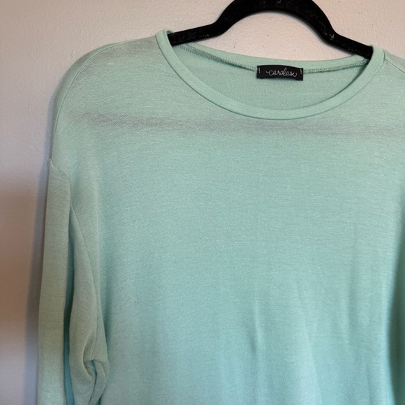 Caralase Light Pink Long Sleeve Mint Green Top Size Medium - Picture 2 of 6